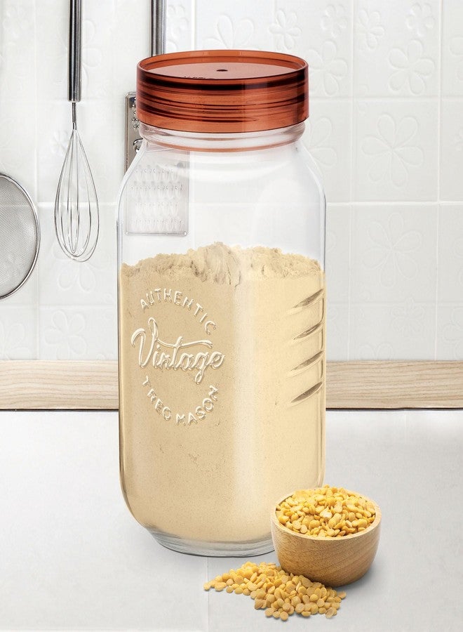 تريو مرطبان زجاجي عتيق من تريو باي ميلتون بغطاء بلاستيكي، سعة 2000 مل، شفاف | مرطبان تخزين | منظم مطبخ | قابل للتعديل | آمن للطعام | شفاف | آمن للاستخدام في الثلاجة | محكم الإغلاق - Image 5